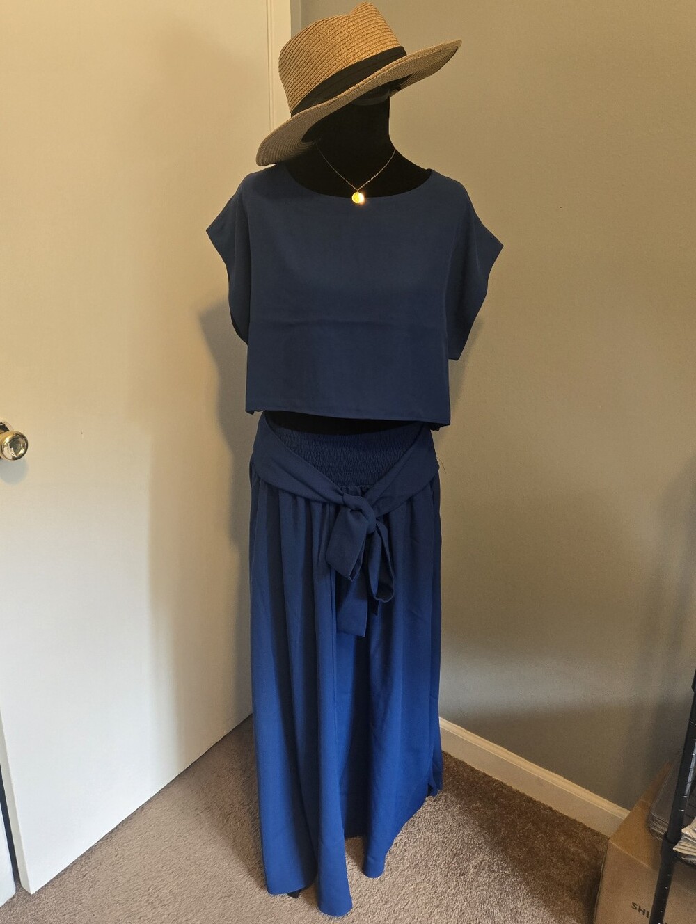 Zenana Matching Set. Blue Maxi Skirt And Crop Top